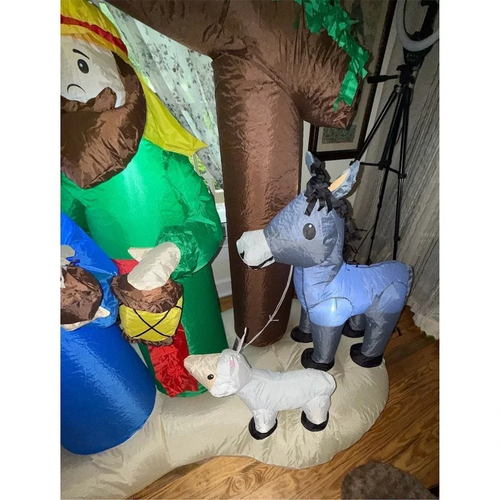 Inflatable Nativity Scene Lighted Winter Wonder Lane 6.5' Mary Joseph‎ Star LED